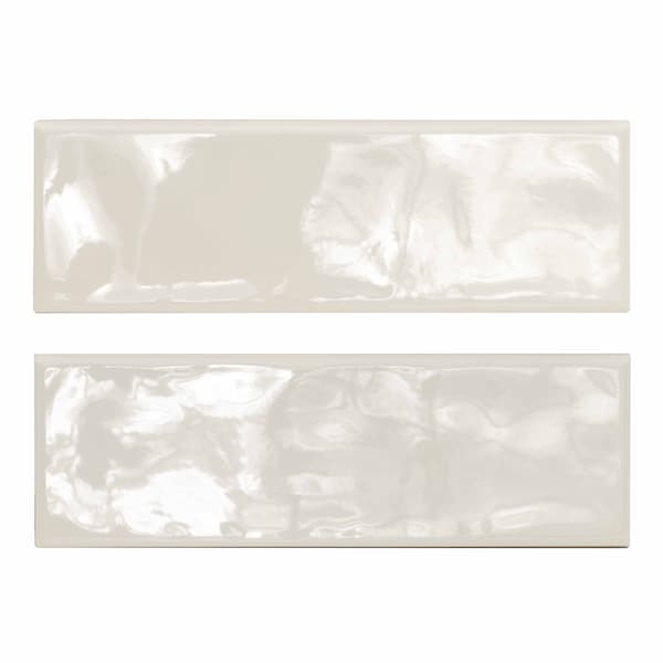 Urbano Crema Bullnose 4 In. X 12 In. Glossy Ceramic Wall Tile, 12PK